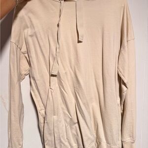 Cream Light Weight long sleeve with Hood